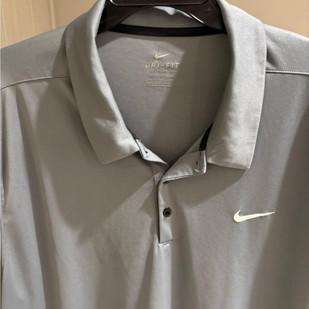 Nike grey Dri-Fit polo shirt size 3XLT. Short sleeve. Embroidered swoosh. - Picture 2 of 14